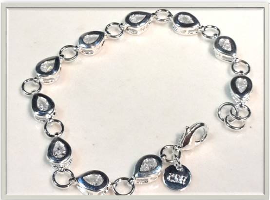 Attractive and Sparkling Teardrop Indian Crystals Set in 925 Sterling Silver Filled Tennis Bracelet