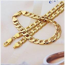 Remarkable and Impressive 8mm 24ct Yellow Gold Filled Necklace and Bracelet Set