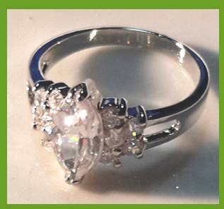 Super-B 18ct Platinum Rolled Gold Faceted Diamond Ring#Size 9