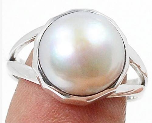 **Wow** Stylish and a Must Have MarBi Pearl Set in Solid 925 Sterling Silver Ring #Size 8.5