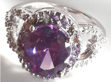Amazing CZ & AMETHYST Crystals in Solid 925 Sterling Silver Filled Ring #Size 9