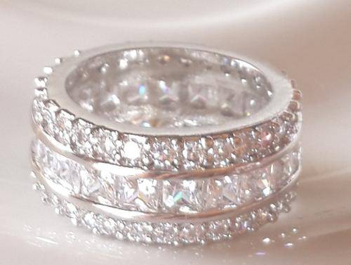 Amazing And Fancy Memorial Diamonds Set in 925 Sterling Silver Ring #Size 7