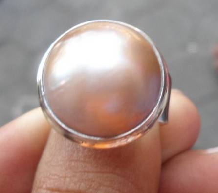 Awesome Marbe Pearl Set in Solid 925 Sterling Silver Ring #Size 8
