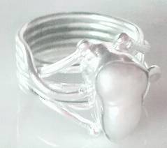 ** Eye Catching ** Handmade-Pearl-Silver -Ring # Size 7