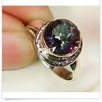 -- Attractive -- Mystic Topaz Set in Solid Genuine 925 Sterling Silver Imported Ring # Size 6