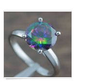 Round Cut Cr. Rainbow Topaz Awesomely Set in 925 Sterling Silver Filled Ring -- Size 6.5 --