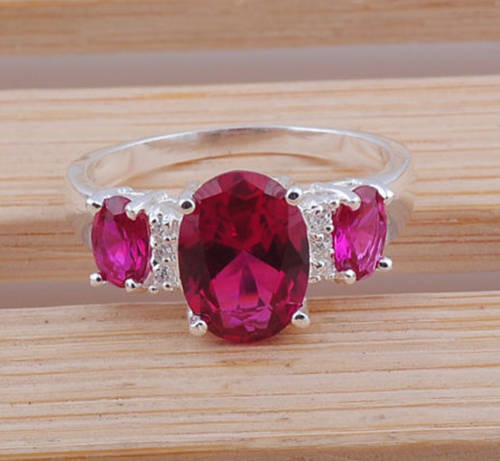 Glamorous  -- Size 7 --  Tourmaline & White Diamond Imported Ring with 925 Marking (3.5gr.)
