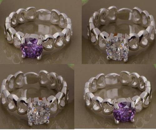 **WOW**  - Amethyst  Heart-Shaped 925 Sterling Silver Jared Imported Filled Ring (Size 8)