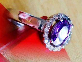 **Kuta Lilac** Amethyst Zircon Set in 18kt Platinum Rolled Gold Ring (Size 8)