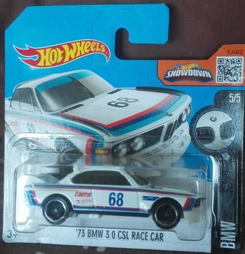 Diecast Hotwheels '73 BMW 3.0 CSL Race Car (white)