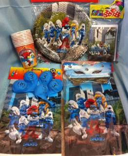BEST BUY! CLICK TO SEE PICS! Smurf party sets for 10 kids
