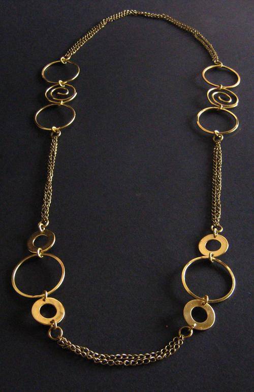 ONE OF A KIND BRASS NECKLACE: BOLD LINKS WITH CHAINS