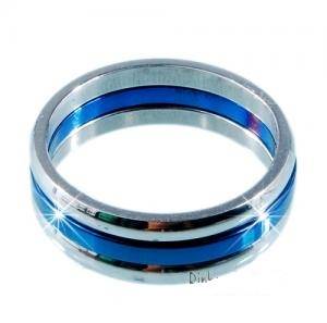 Elegant Silver & Blue Stainless Steel Rings