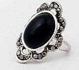 New Fashion Vintage Carving Black Gemstone Ring