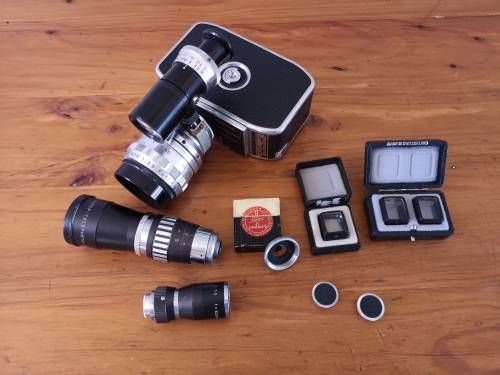 Paillard Bolex C8 cine camera with accessories