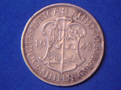 1943 South African 2 Shilling Florin Silver Coin