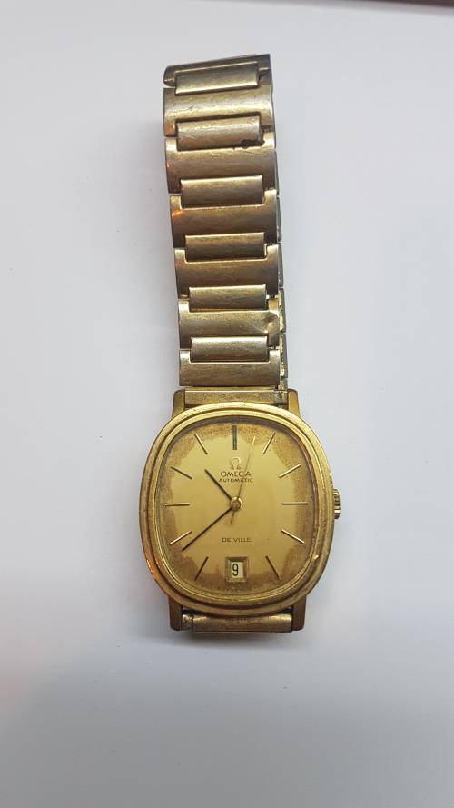 Omega De Ville Mens Automatic Watch with Date. Gold plated.