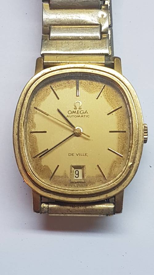Omega De Ville Mens Automatic Watch with Date. Gold plated.