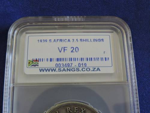 1939  2 1/2 Shilling Half crown Silver graded coin  slabbed