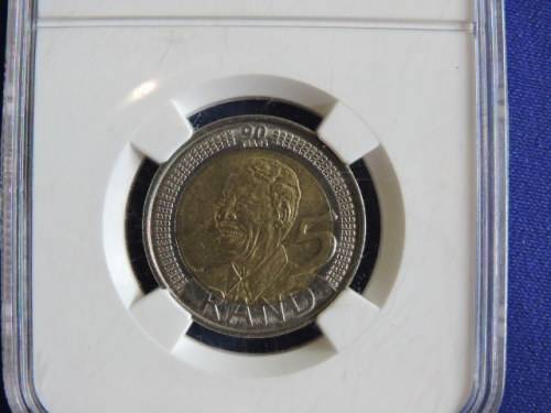 2008 Mandela R5 90th Birthday Coin Graded AU 58  ( REDUCED TO SELL )