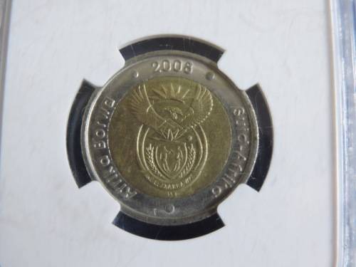 2008 Mandela R5 90th Birthday Coin Graded AU 58  ( REDUCED TO SELL )