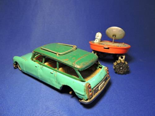 Tin Plate Citroen DS19  by Bandi and Tin wind up Moon Buggy Made in Japan.
