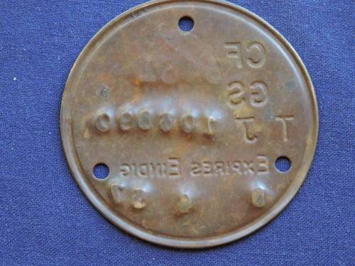 Vintage metal License Disk TJ 106890  1957  Like number Plate    D50