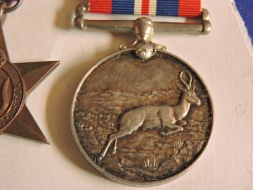 WW2 Medal x3 grouping with certificate issued to J.D Van Rensburg