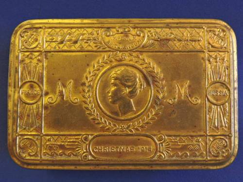 Vintage WW1 Brass Christmas 1914 Chocolate Tin Blik