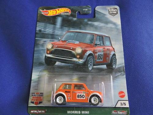 Hot Wheels MORRIS MINI ( Orange #850 ) Premium Car Culture Full metal & Real Riders.