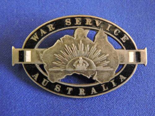 Military War Service Australia Badge 1918 with Hallmarks for silver