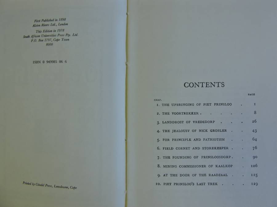 PRINSLOO OF PRINSLOOSDORP. A tale of Transvaal Officialdom Afrikaner Book Boek