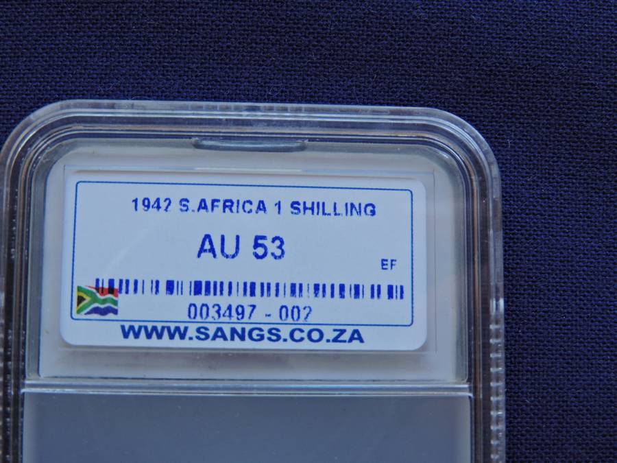 1942 SA Union 1 Shilling Silver Coin Graded AU 53