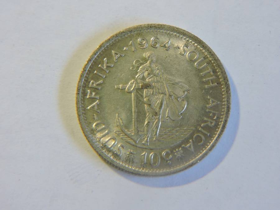 1964 SA 10 cent Silver coin  # Excellent condition #