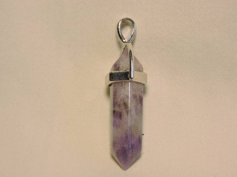 Contemporary Amethyst pendant ( crystal cut purple stone pendant).