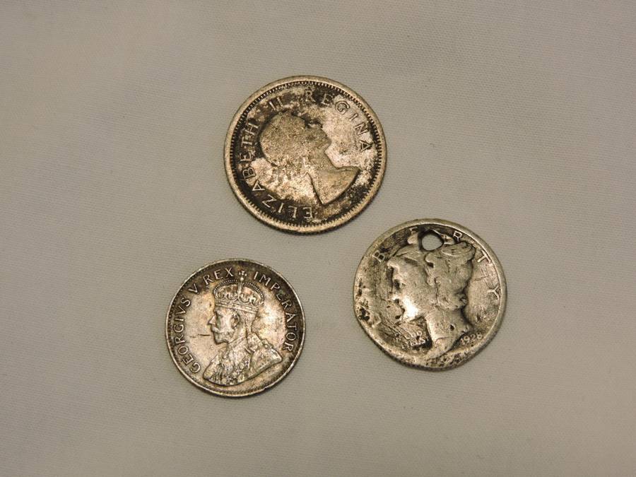 Job Lot Silver coins including SA 1957 6d,  1933 3d  & USA 1928 1 Dime