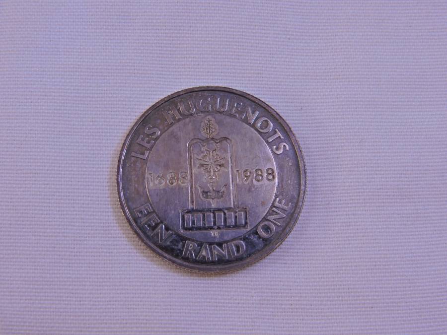 Proof 1988 R1 Silver Coin Les Hugenots  in SA Mint blue box