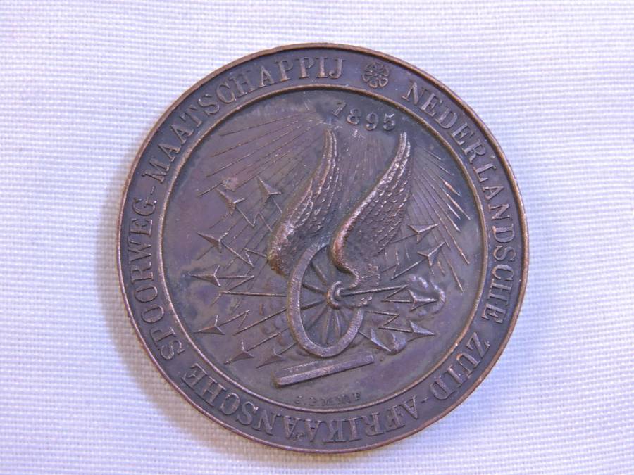 ZAR Paul Kruger  Opening of Delagoa Bay Railway Line 1895 Copper Medallion.