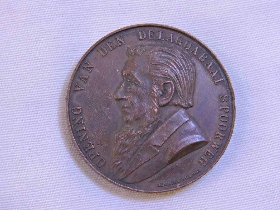 ZAR Paul Kruger  Opening of Delagoa Bay Railway Line 1895 Copper Medallion.