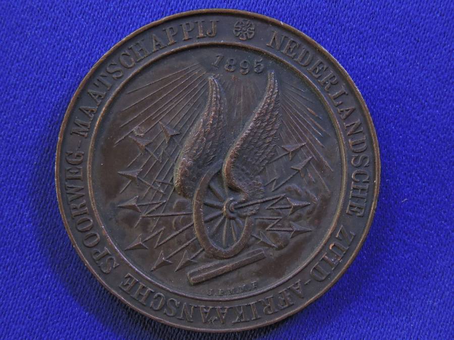 ZAR Paul Kruger  Opening of Delagoa Bay Railway Line 1895 Copper Medallion.