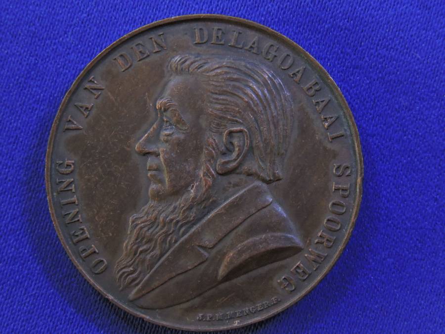 ZAR Paul Kruger  Opening of Delagoa Bay Railway Line 1895 Copper Medallion.