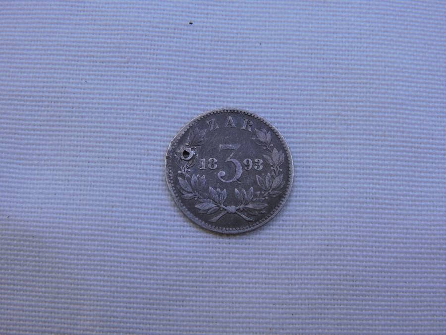 1893 ZAR 3d Threepence Paul Kruger .925 Sterling Silver coin
