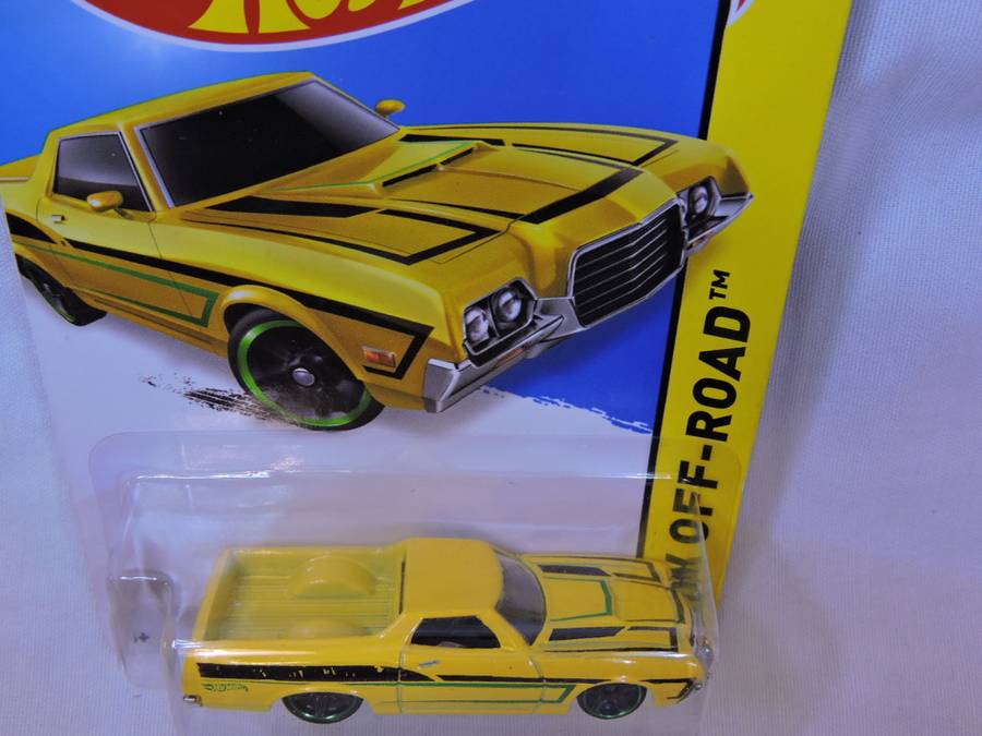 Hot wheels FORD Ranchero ( Yellow black & Green stripe ) Long Card