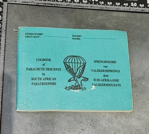 SADF UNISSUED PARACHUTE LOGBOOK
