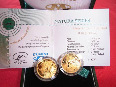 ****NATURA 2008 - THE ELEPHANT PROOF TENTH OUNCE GOLD COIN****