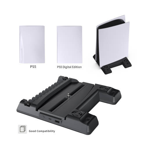 Dobe PS5 Multifunctional Cooling Stand + Dual Charging Ports + Game Slots