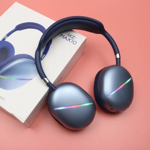 AKZ MAX 10 Noise Cancelling LED Light Bluetooth Headphones with Mic - BLUE