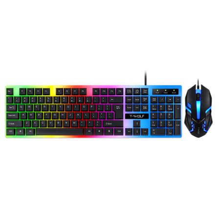 T-Wolf Rainbow Backlit Game Keyboard and Mouse Set - TF230 ( 3 Sets)