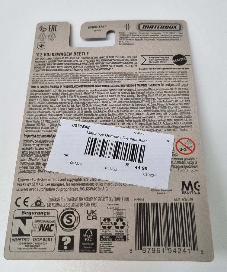 Matchbox Germany 1962 Volkswagen Beetle