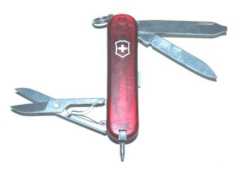 Victorinox - 58mm - Swiss Army Knife - (Signature II ) with red translucent scales